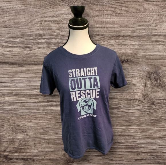 Life is Good Women's Blue Graphic T-Shirt, Medium - Picture 1 of 5